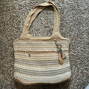 The Sak multi sand color Crochet Purse